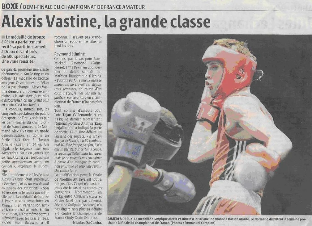 Coupure de presse&nbsp;: Alexis Vastine, la grande classe  — France amateurs à Dreux