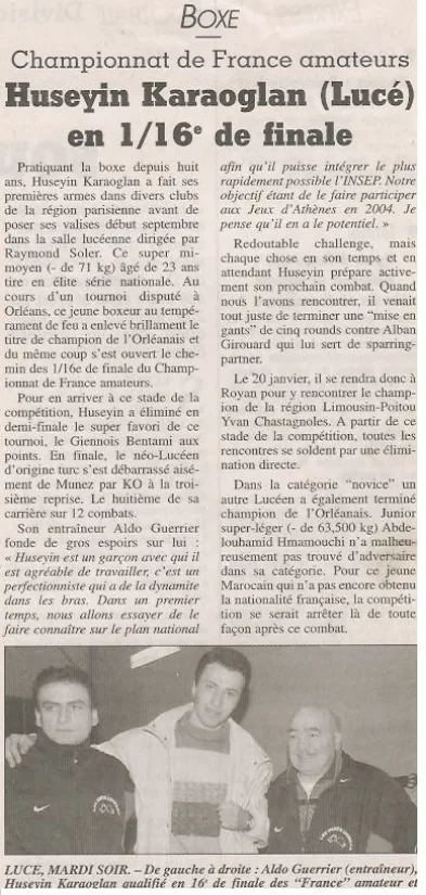 Coupure de presse&nbsp;: Huseyin Karaoglan en 1/16e de finale