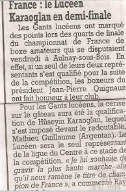 Coupure de presse&nbsp;: France&nbsp;: le Lucéen Karaoglan en demi-finale